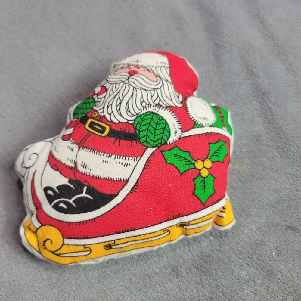 Santa‎ In Sleigh Christmas Pillow/Cushion - Festive Decor - Red/Green